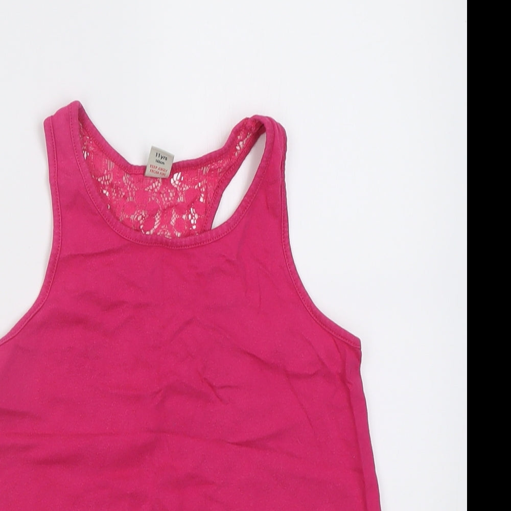 TU Girls Pink  Cotton Basic Tank Size 11 Years Crew Neck Pullover