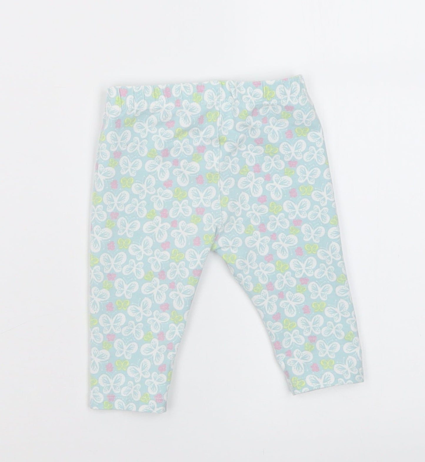 M&Co Girls Blue Geometric Cotton Capri Trousers Size 6-9 Months  Pullover - Butterfly Print