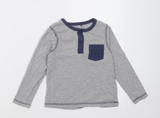 George Boys Grey  Cotton Basic Casual Size 5-6 Years Collared Pullover