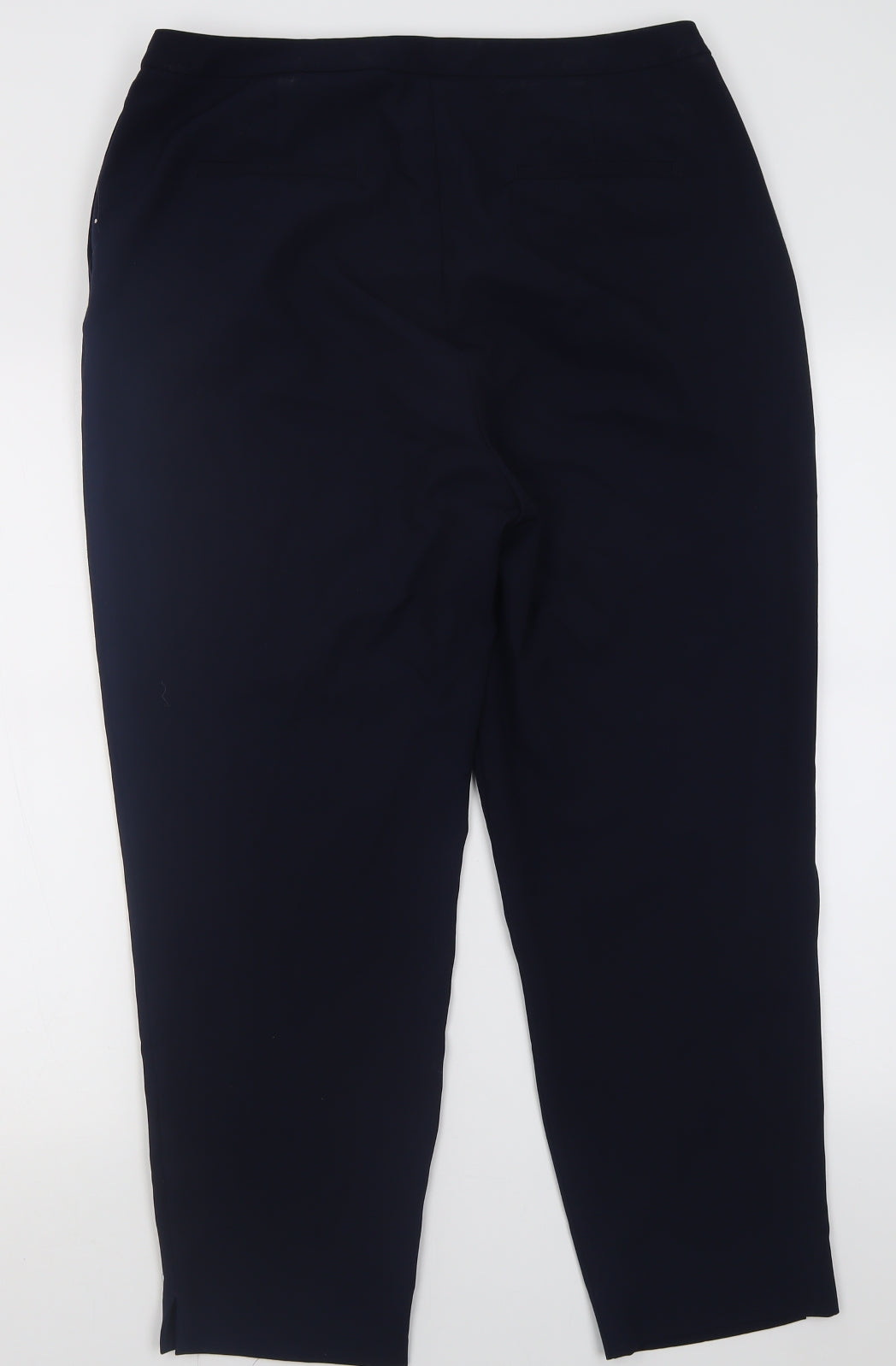 Marks and Spencer Womens Blue  Polyester Trousers  Size 14 L26 in Regular Hook & Eye