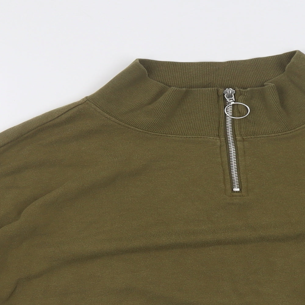 H&M Womens Green High Neck  Cotton Pullover Jumper Size M