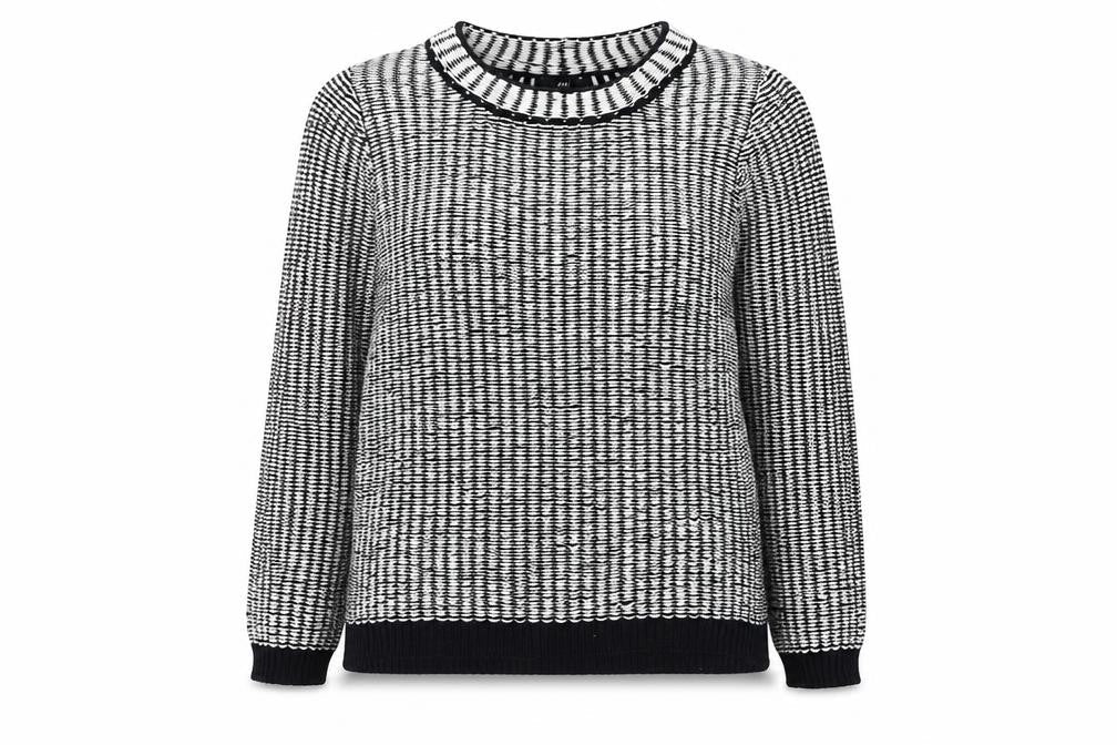 H&M Womens White Crew Neck Geometric Acrylic Pullover Jumper Size S