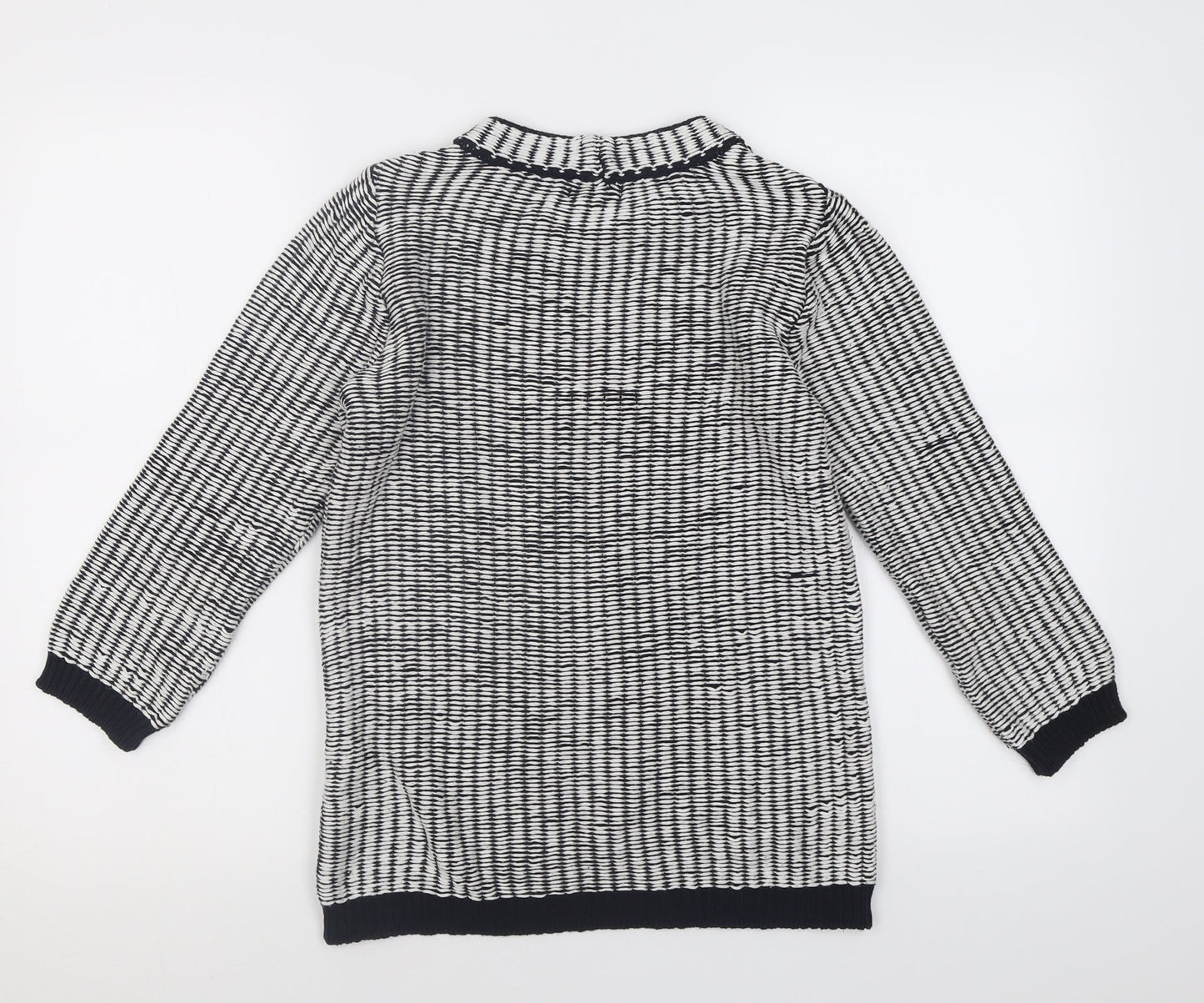 H&M Womens White Crew Neck Geometric Acrylic Pullover Jumper Size S