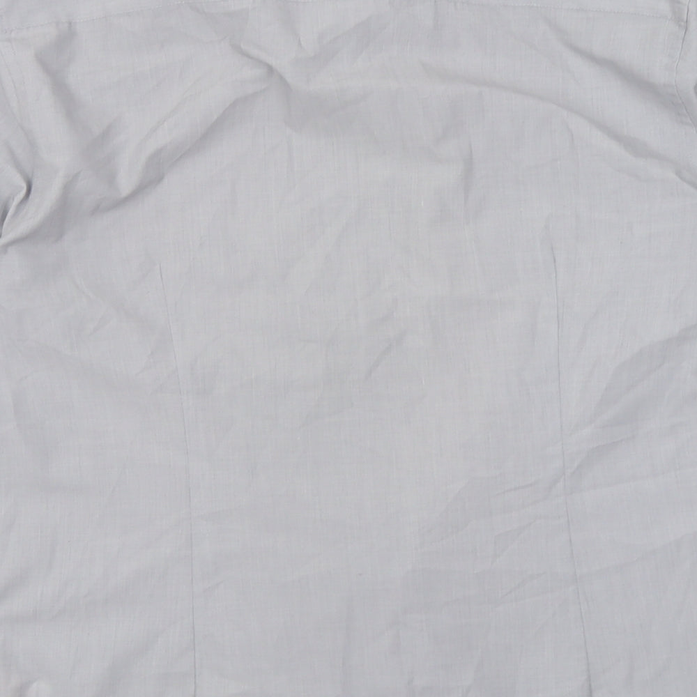 F&F Mens Grey  Polyacrylate Fibre  Button-Up Size 16 Collared Button