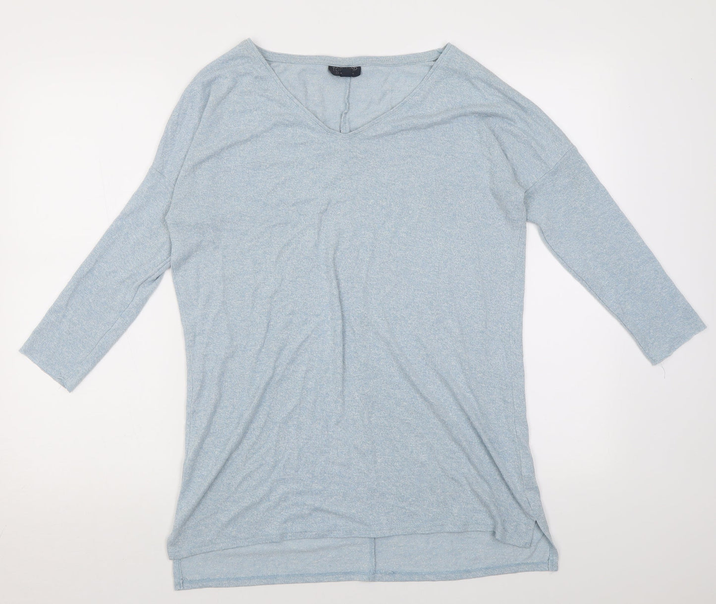 Topshop Womens Blue V-Neck  Viscose Pullover Jumper Size 10