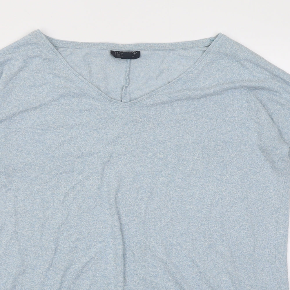 Topshop Womens Blue V-Neck  Viscose Pullover Jumper Size 10