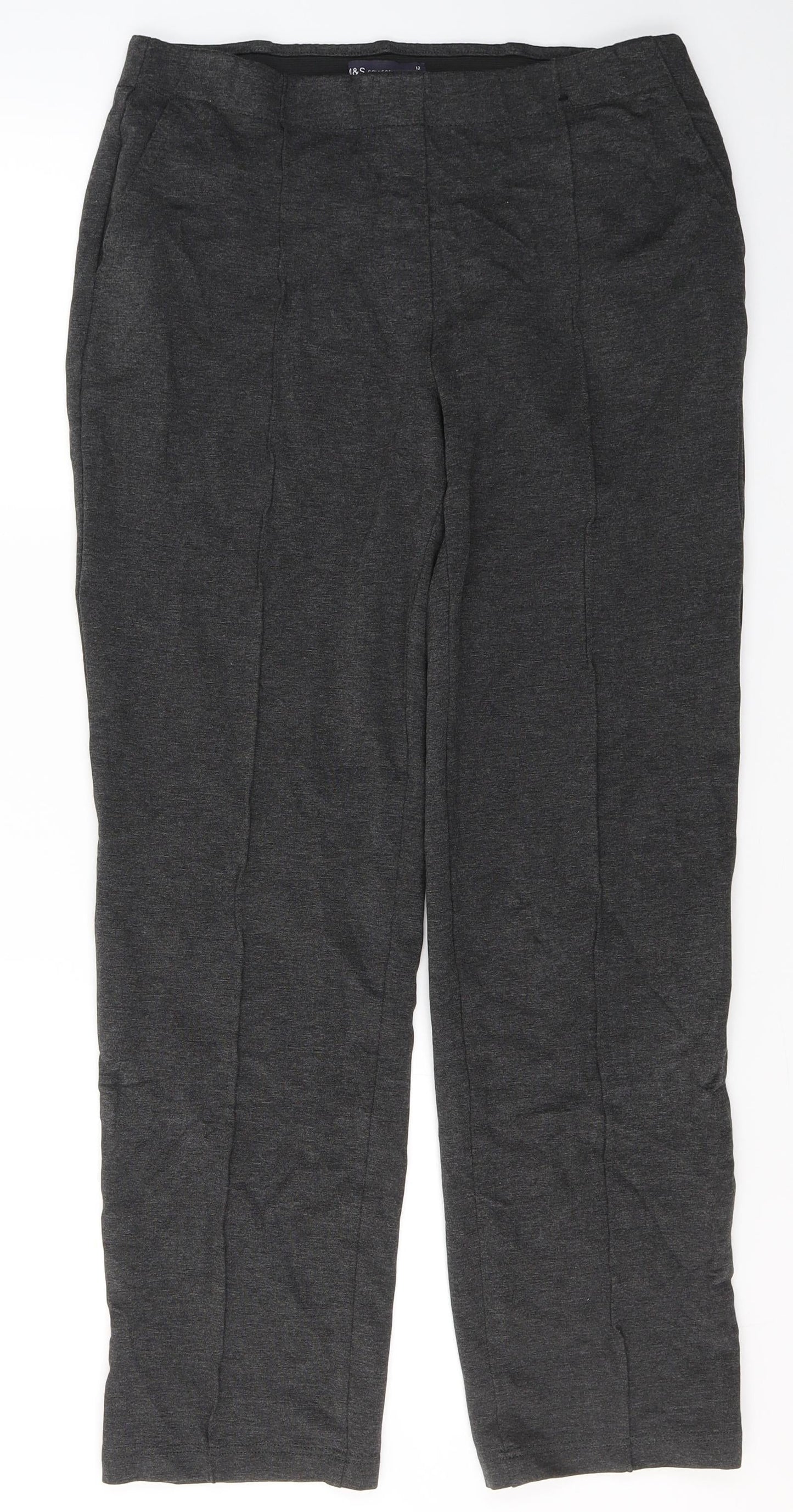 Marks and Spencer Womens Grey  Viscose Trousers  Size 12 L28 in Regular