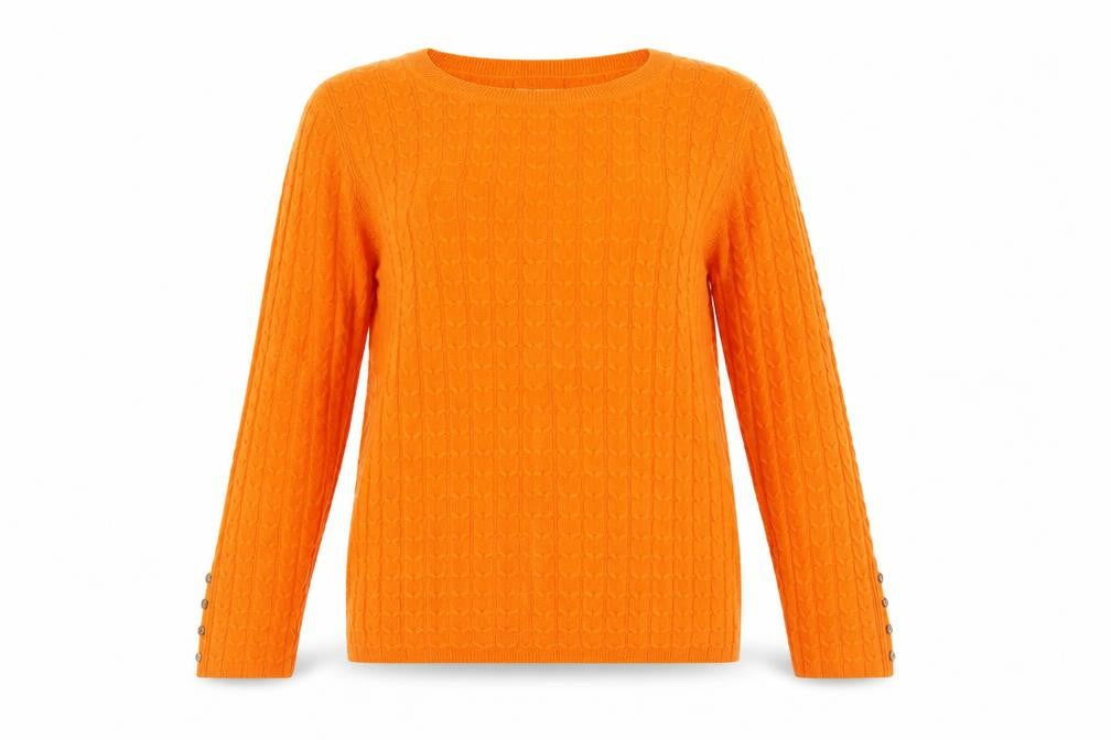 TU Womens Orange Round Neck  Acrylic Pullover Jumper Size 8