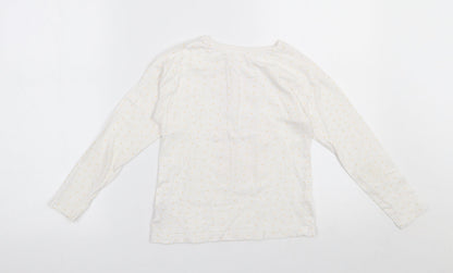 Dunnes Girls White Polka Dot 100% Cotton Basic T-Shirt Size 7 Years Round Neck Pullover