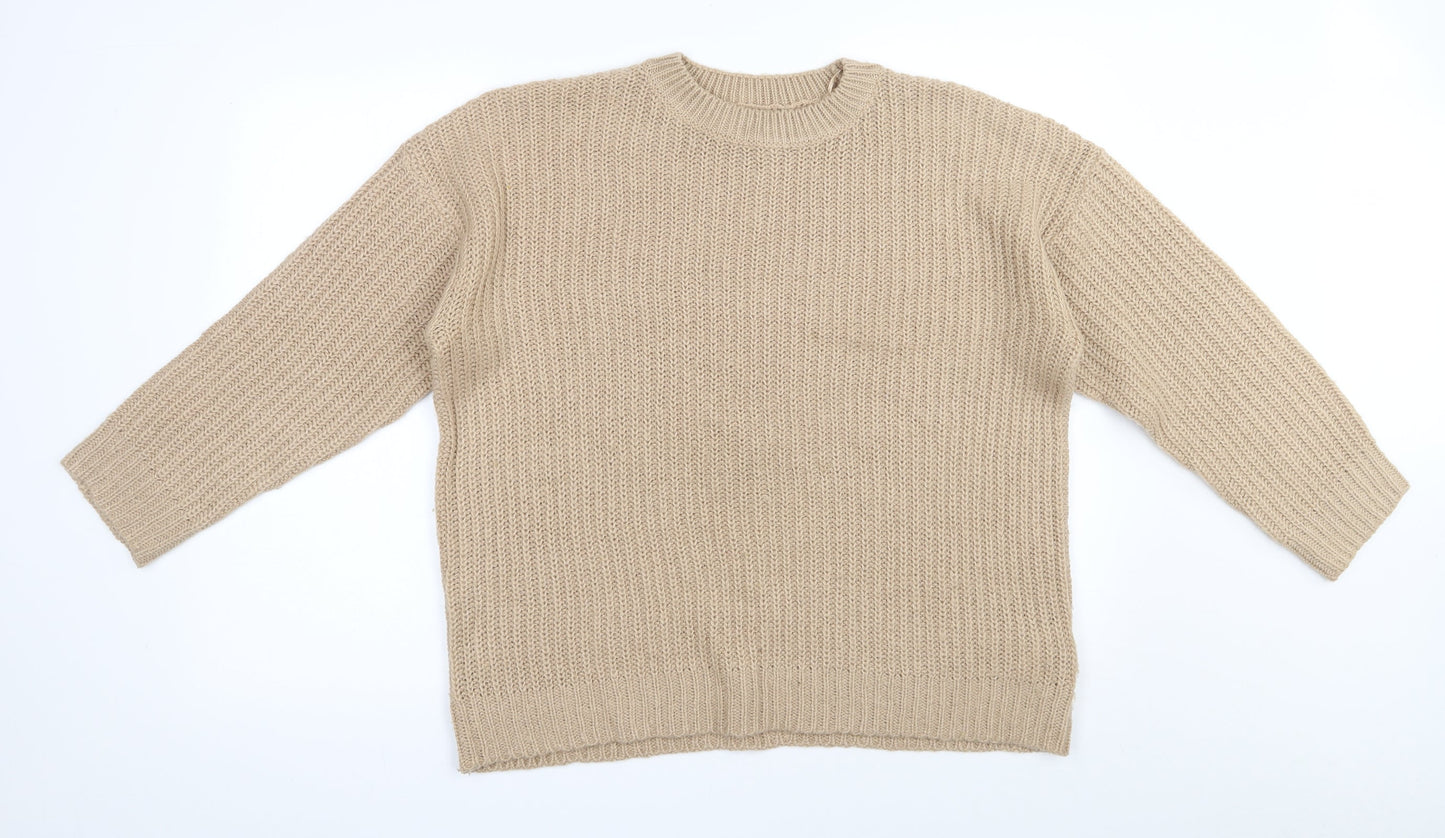 New Look Womens Beige Round Neck  Acrylic Pullover Jumper Size M