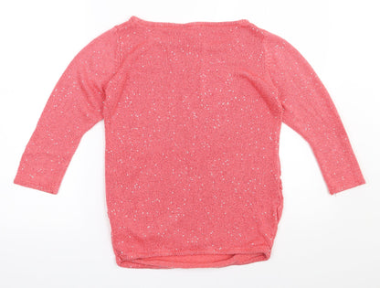 H&M Womens Pink Boat Neck  Polyester Pullover Jumper Size M