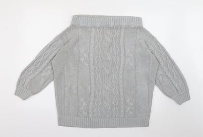 Be you Womens Grey Scoop Neck  Acrylic Pullover Jumper Size 12