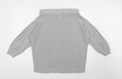 Be you Womens Grey Scoop Neck  Acrylic Pullover Jumper Size 12