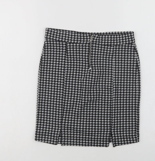George Girls Black Houndstooth Polyester Straight & Pencil Skirt Size 11-12 Years  Regular Zip