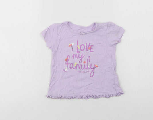 George Baby Purple  Cotton Basic T-Shirt Size 12-18 Months Crew Neck  - Love My Family