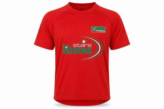 Star World Mens Red  Polyester Basic T-Shirt Size M Crew Neck