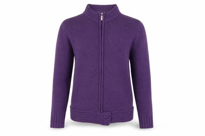EWM Womens Purple Collared  Acrylic Full Zip Jumper Size M