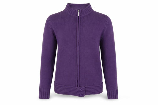 EWM Womens Purple Collared  Acrylic Full Zip Jumper Size M