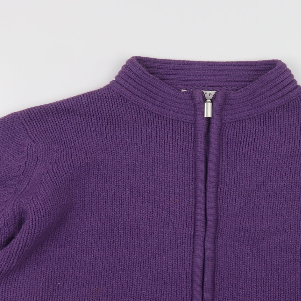 EWM Womens Purple Collared  Acrylic Full Zip Jumper Size M
