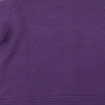 EWM Womens Purple Collared  Acrylic Full Zip Jumper Size M