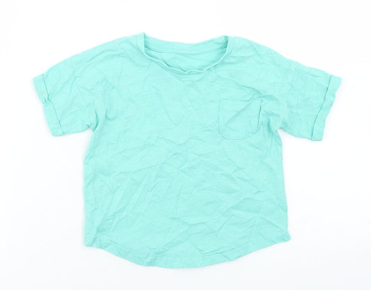 Matalan Girls Blue  Cotton Basic T-Shirt Size 18-24 Months Crew Neck  - Chest Pocket