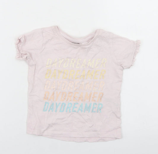 Primark Girls Pink  Cotton Basic T-Shirt Size 12-18 Months Crew Neck  - Daydreamer