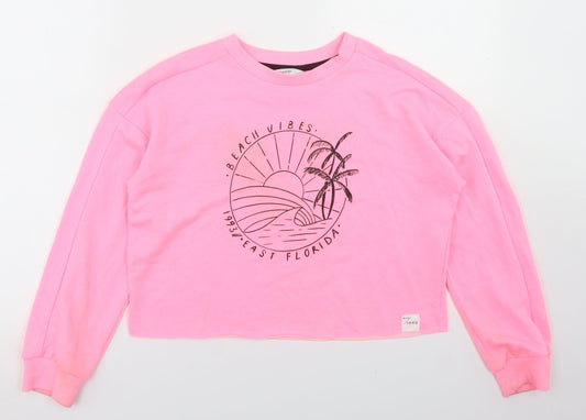 George Girls Pink  Polyester Pullover Sweatshirt Size 10-11 Years   - cropped