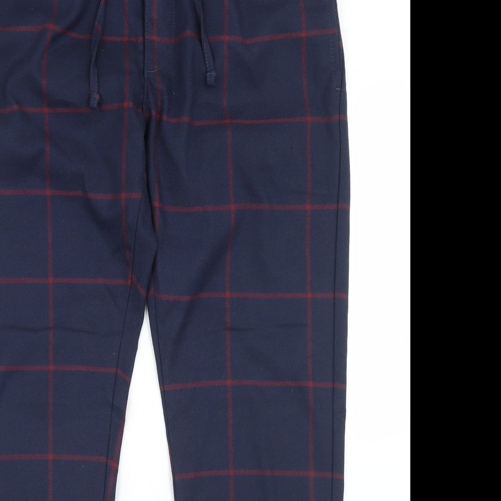 Topman Womens Blue Plaid Polyester Trousers  Size 32 in L32 in Regular Drawstring