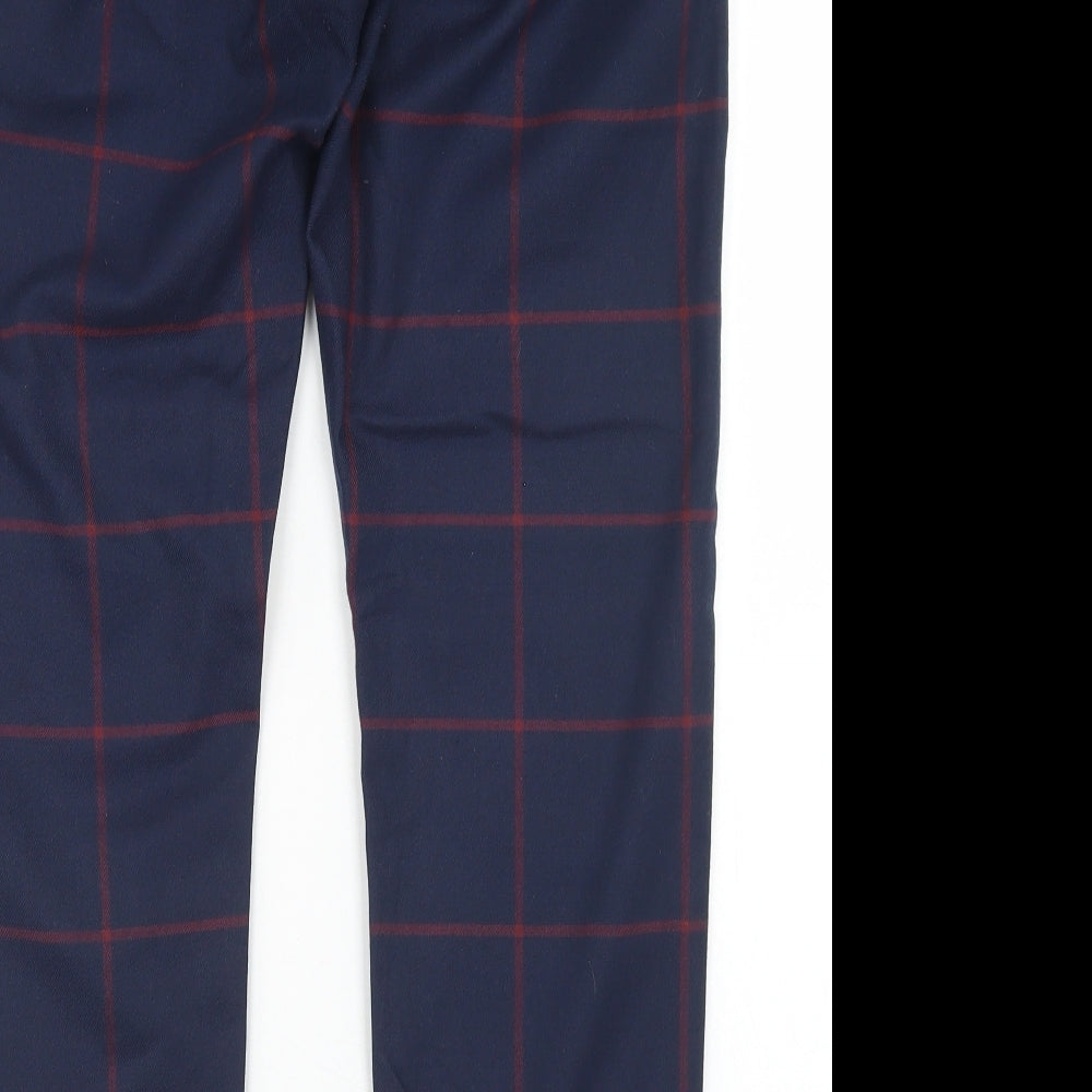 Topman Womens Blue Plaid Polyester Trousers  Size 32 in L32 in Regular Drawstring