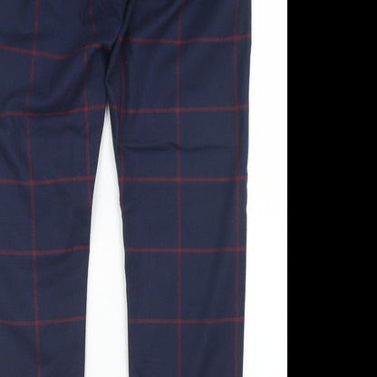 Topman Womens Blue Plaid Polyester Trousers  Size 32 in L32 in Regular Drawstring