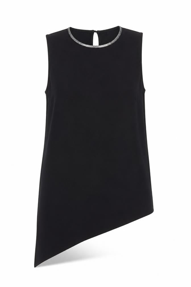 River Island Womens Black  Polyester Basic Blouse Size 10 Round Neck - Hi Low Hem