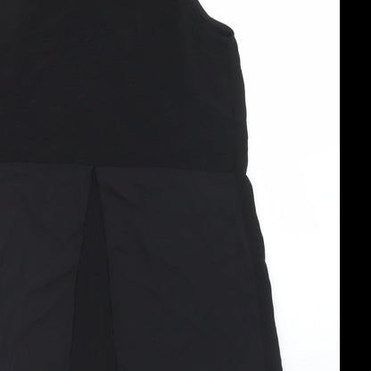 River Island Womens Black  Polyester Basic Blouse Size 10 Round Neck - Hi Low Hem