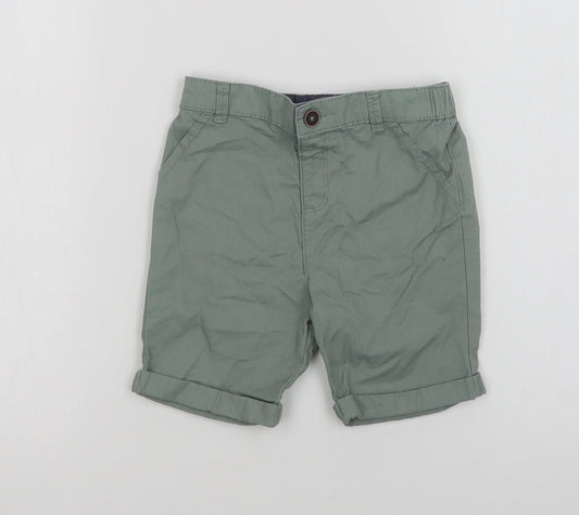 F&F Baby Green  Cotton Cropped Trousers Size 18-24 Months  Button