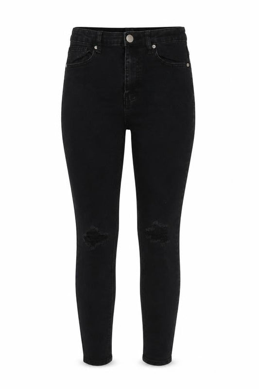Boohoo Womens Black  Cotton Skinny Jeans Size 10 L28 in Regular Button
