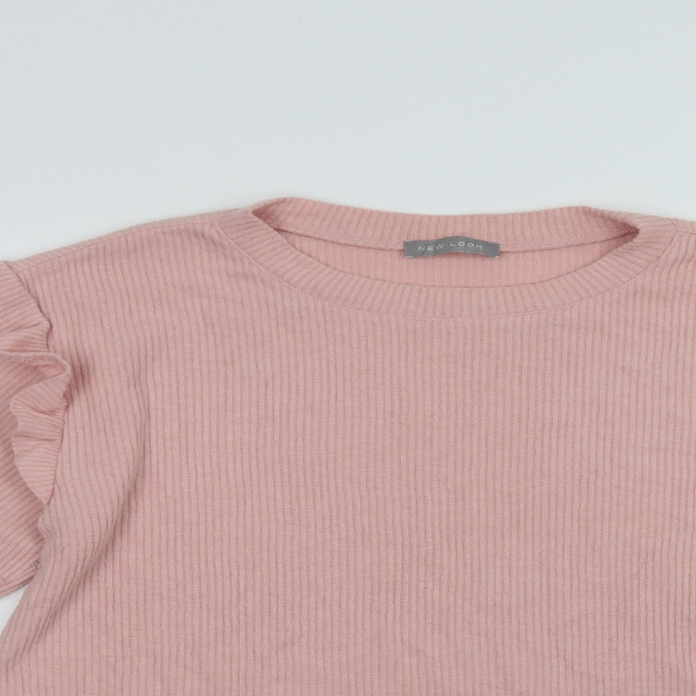 New Look Womens Pink Crew Neck  Polyester Shrug Jumper Size M