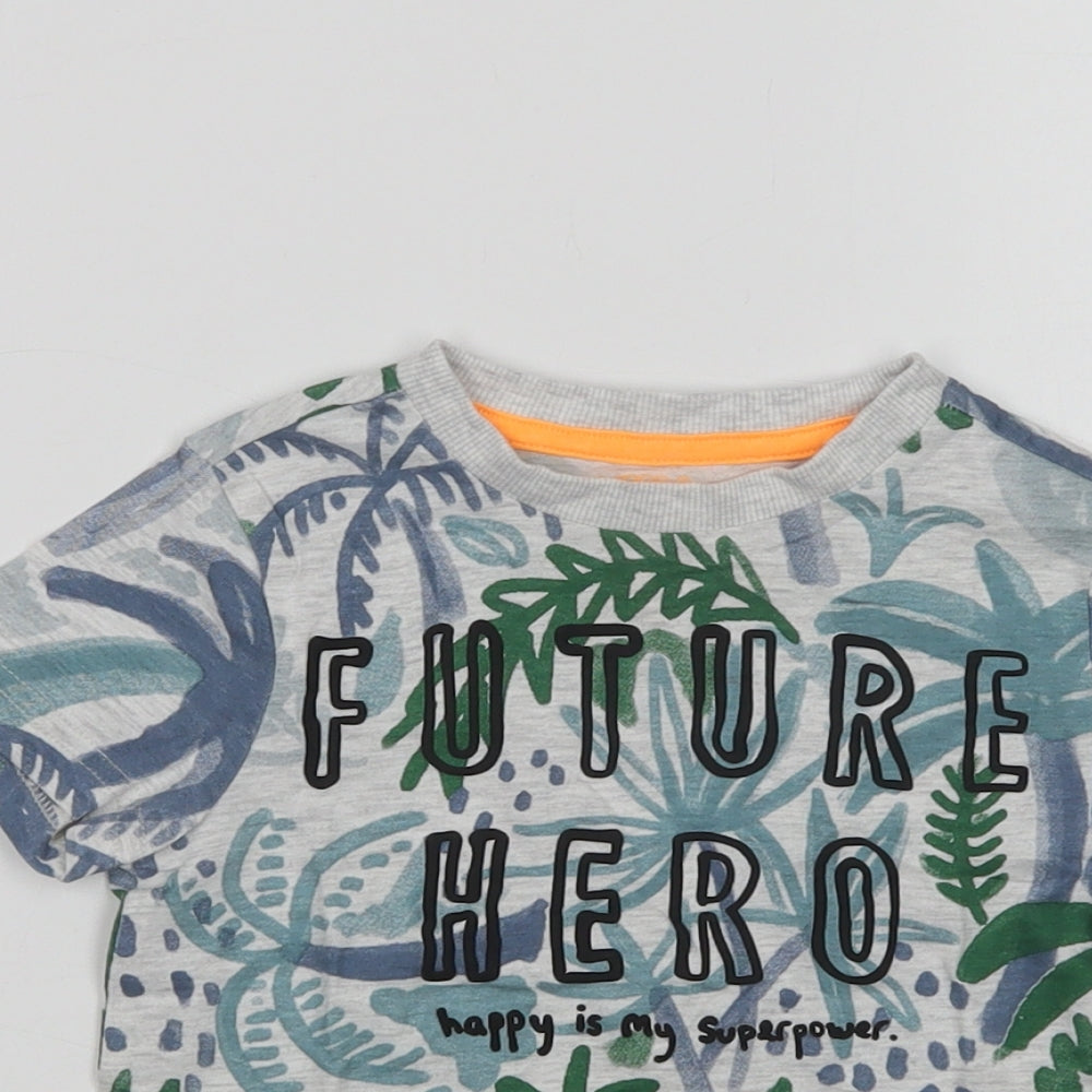 F&F Baby Grey Floral Cotton Camisole T-Shirt Size 12-18 Months Crew Neck  - Future Hero