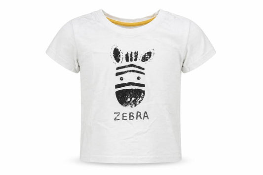 Primark Baby White  Cotton Basic T-Shirt Size 12-18 Months Crew Neck  - Zebra