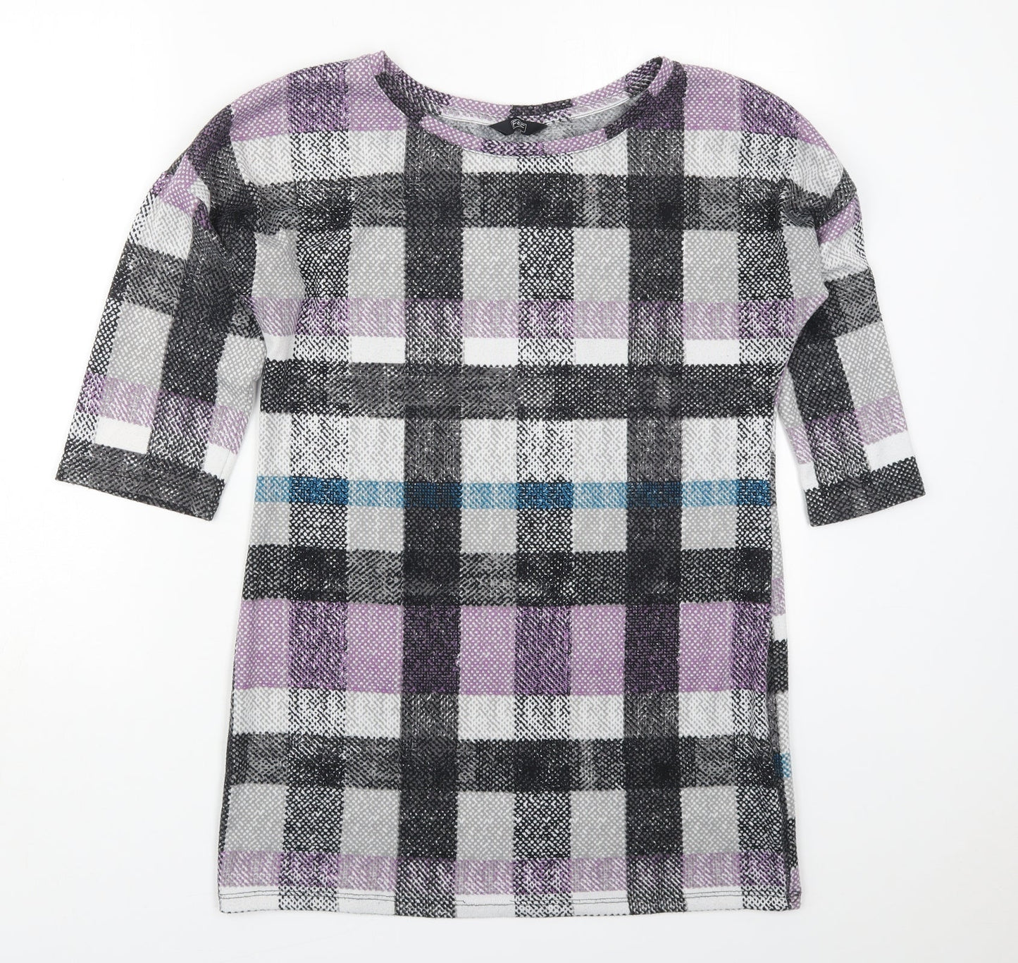 F&F Womens Purple Check Polyester Pullover Sweatshirt Size 12  Pullover