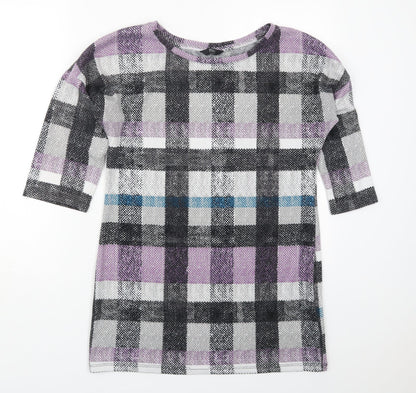 F&F Womens Purple Check Polyester Pullover Sweatshirt Size 12  Pullover