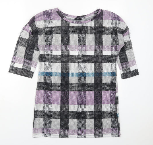 F&F Womens Purple Check Polyester Pullover Sweatshirt Size 12  Pullover