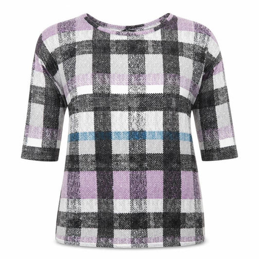 F&F Womens Purple Check Polyester Pullover Sweatshirt Size 12  Pullover