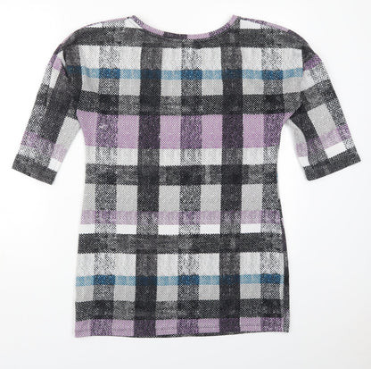 F&F Womens Purple Check Polyester Pullover Sweatshirt Size 12  Pullover