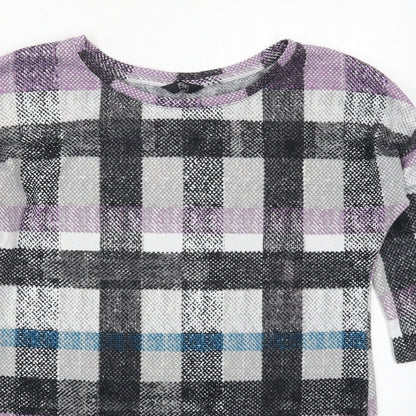 F&F Womens Purple Check Polyester Pullover Sweatshirt Size 12  Pullover