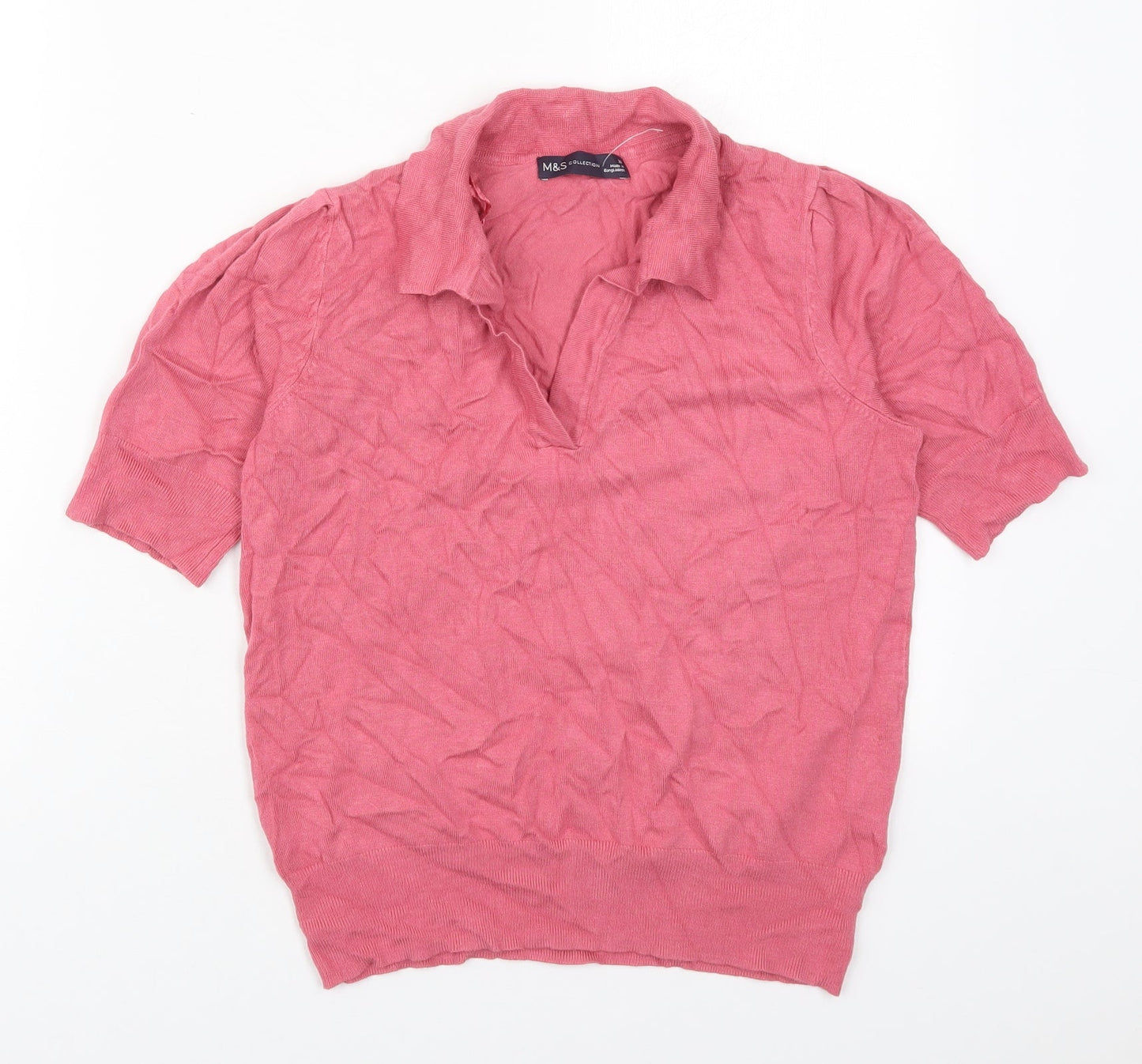 Marks and Spencer Womens Pink Collared  Viscose Pullover Jumper Size 10