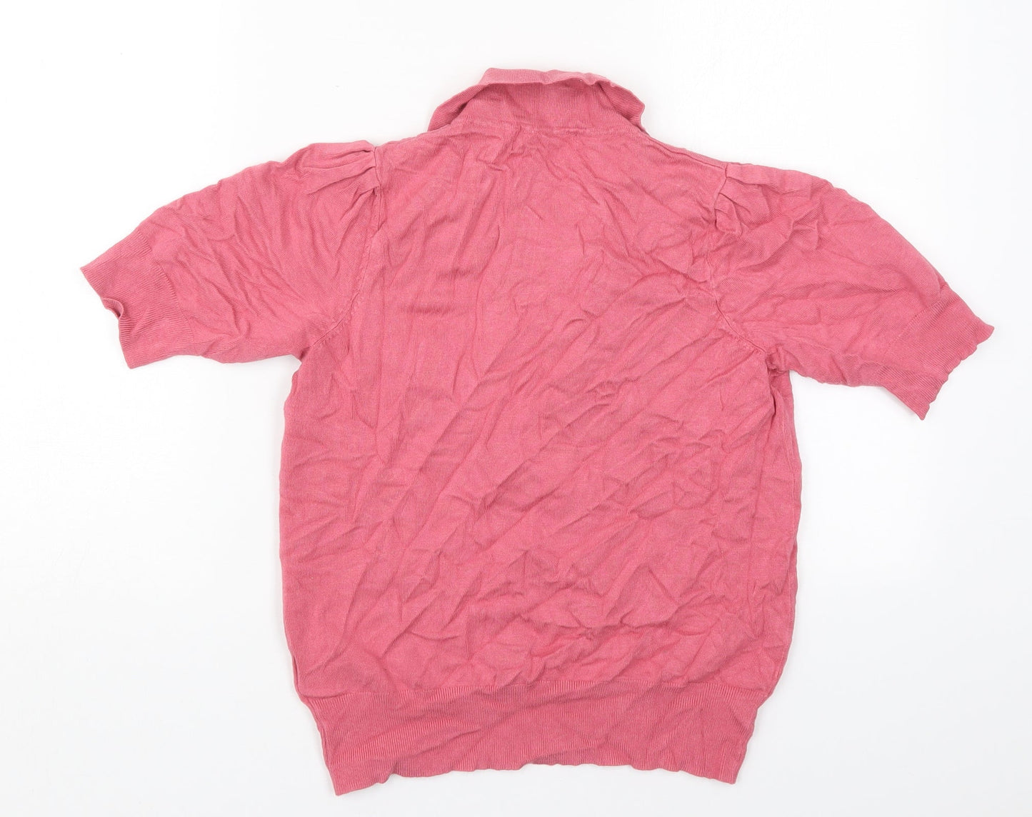 Marks and Spencer Womens Pink Collared  Viscose Pullover Jumper Size 10