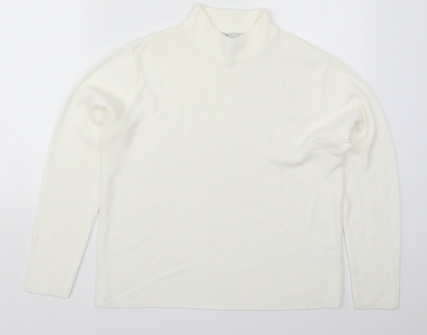Emreco Womens White Round Neck  Acrylic Pullover Jumper Size 18