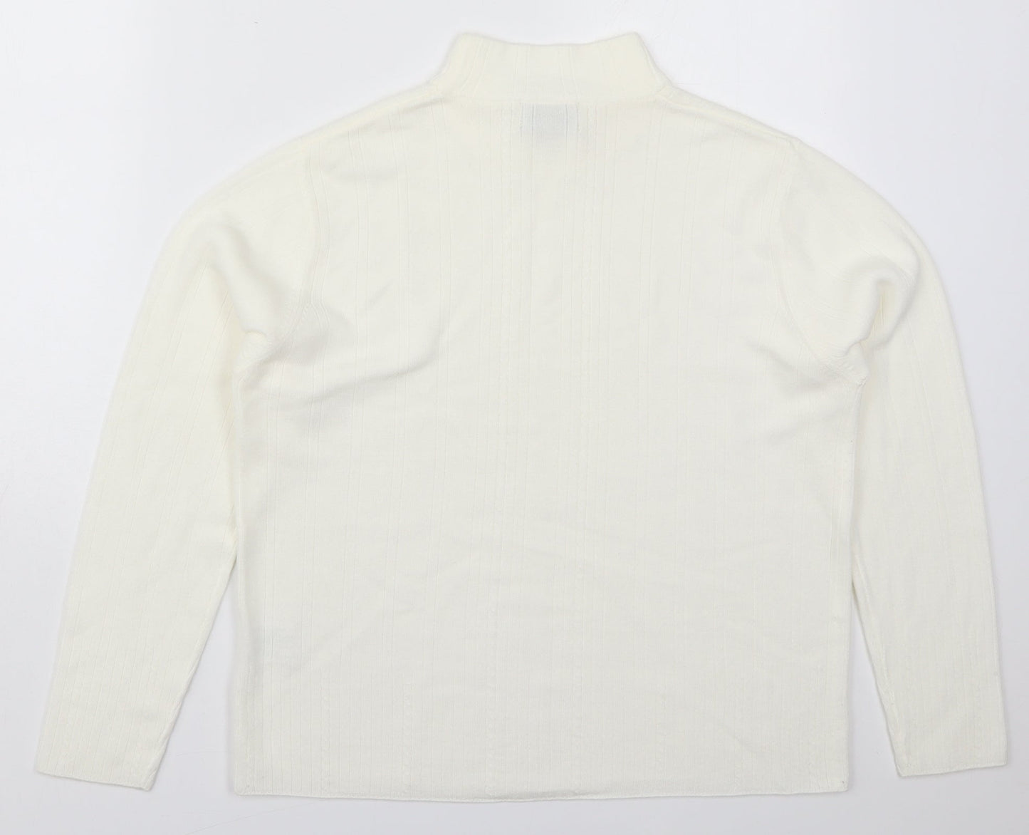 Emreco Womens White Round Neck  Acrylic Pullover Jumper Size 18