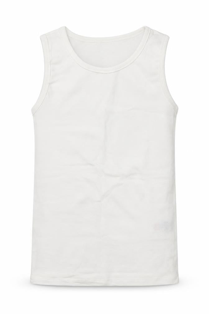 Dunnes Stores Boys White  Cotton Basic Tank Size 9-10 Years Crew Neck Pullover