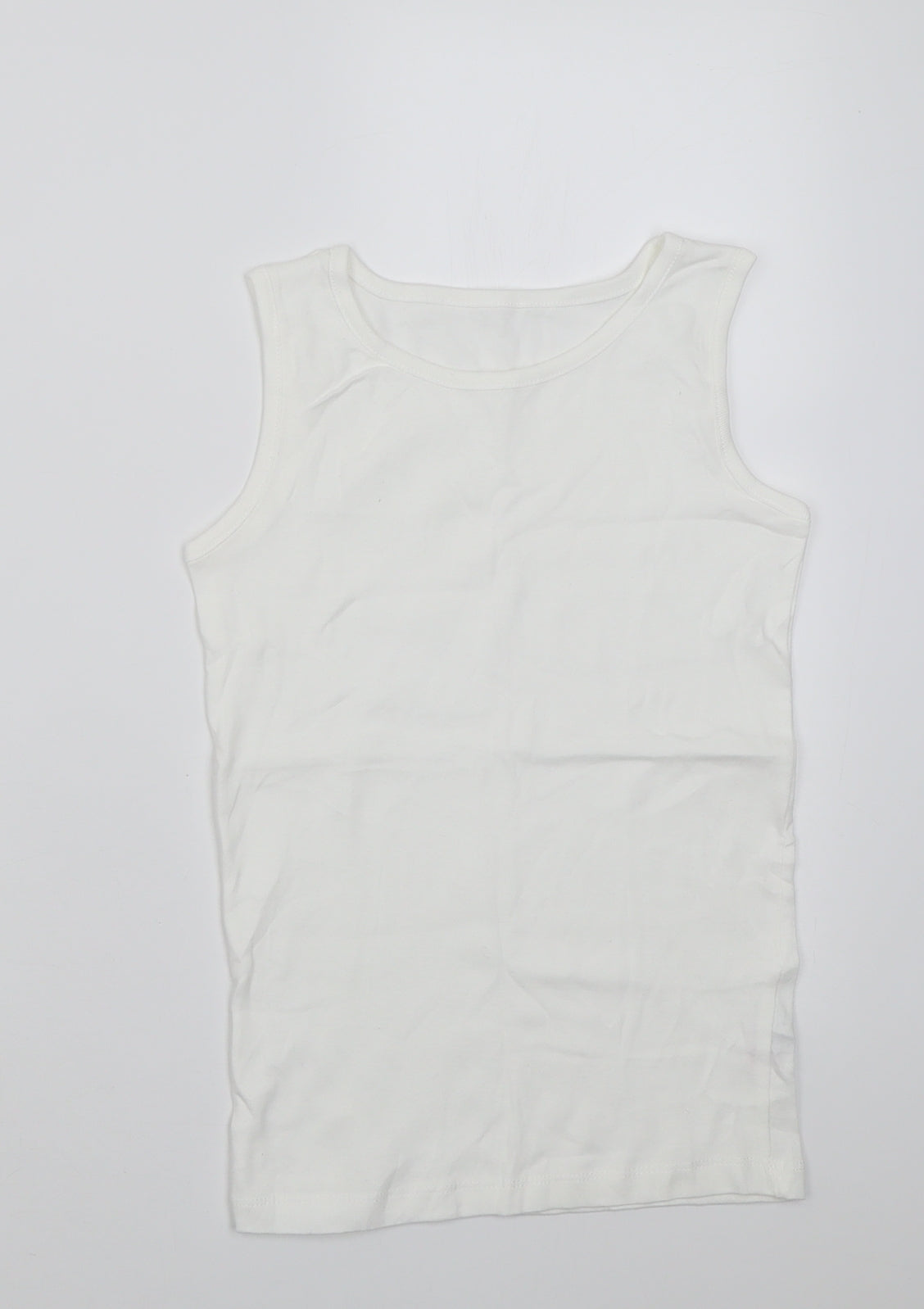 Dunnes Stores Boys White  Cotton Basic Tank Size 9-10 Years Crew Neck Pullover