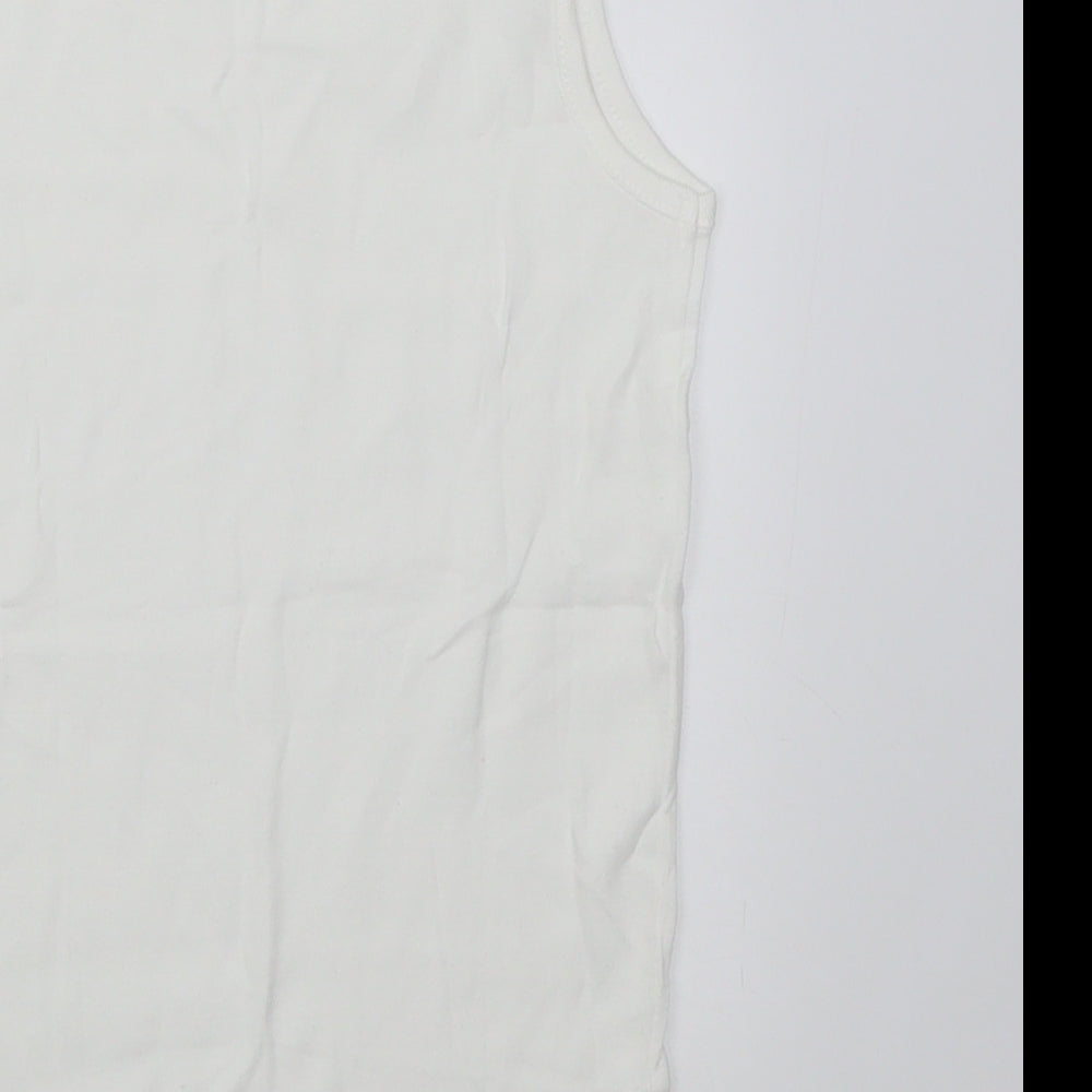 Dunnes Stores Boys White  Cotton Basic Tank Size 9-10 Years Crew Neck Pullover